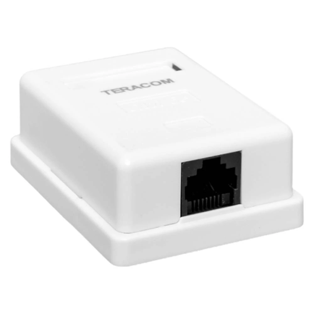 Розетка компьютерная EKF TERACOM TRC-WBOX 1RJ45 1 порт, не экранированная, цвет белый TRC-WBOX-1RJ45-5EUTP-WH