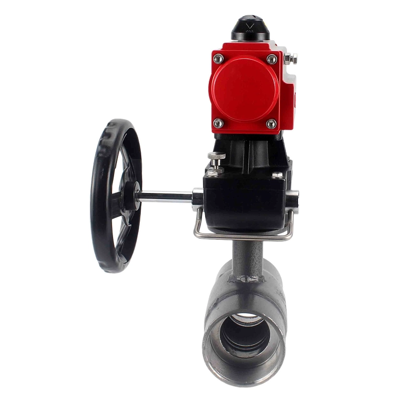 Кран шаровой ALSO КШ.М.Р.065.25-01 2 1/2″ Ду65 Ру25 стандартнопроходной, внутренняя резьба, корпус - сталь 20, уплотнение - PTFE, управление - пневмопривод PA-DA-083 с ручным дублером HDM-2